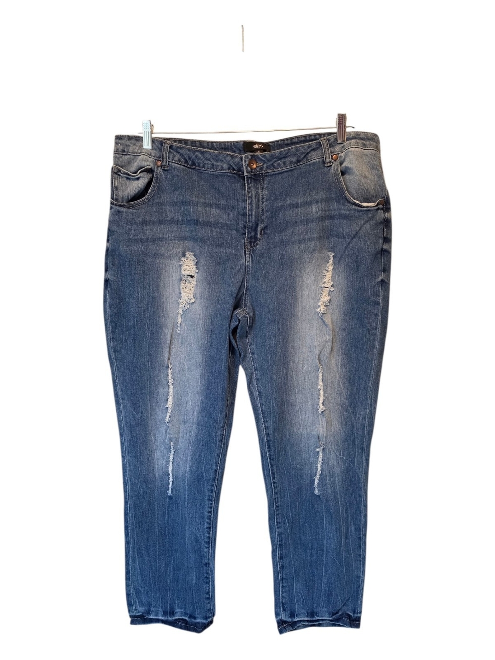 ellos Blue Distressed Boyfriend Jeans Size 20